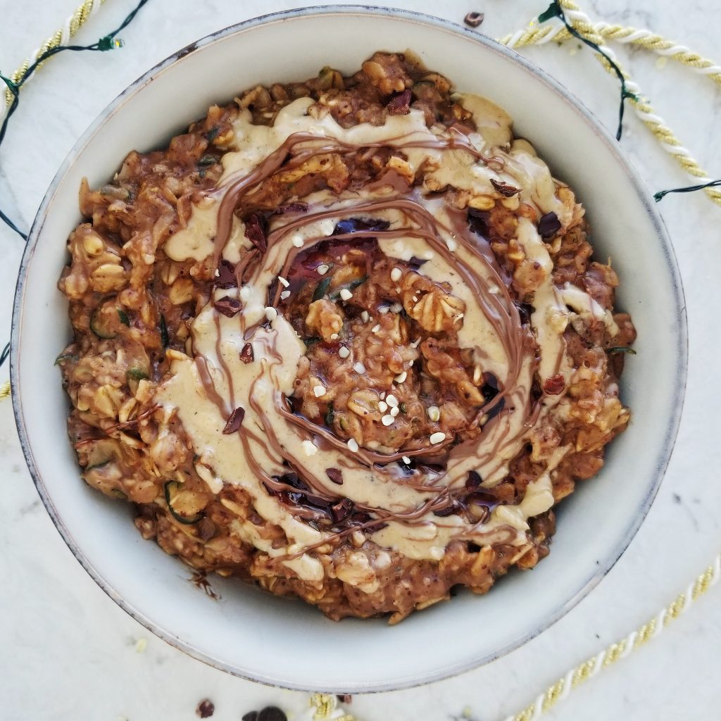 vegan dark chocolate zucchini oatmeal