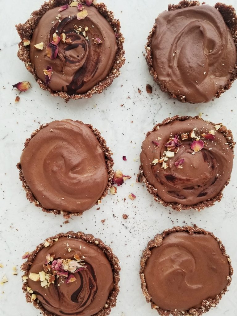 healthy vegan chocolate mini tarts
