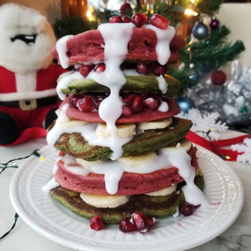 healthy Christmas pancake stack