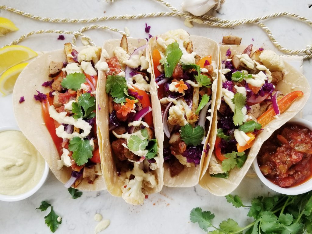 rainbow chicken sausage tacos 