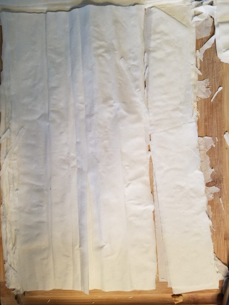 phyllo dough after it is taken out of the package