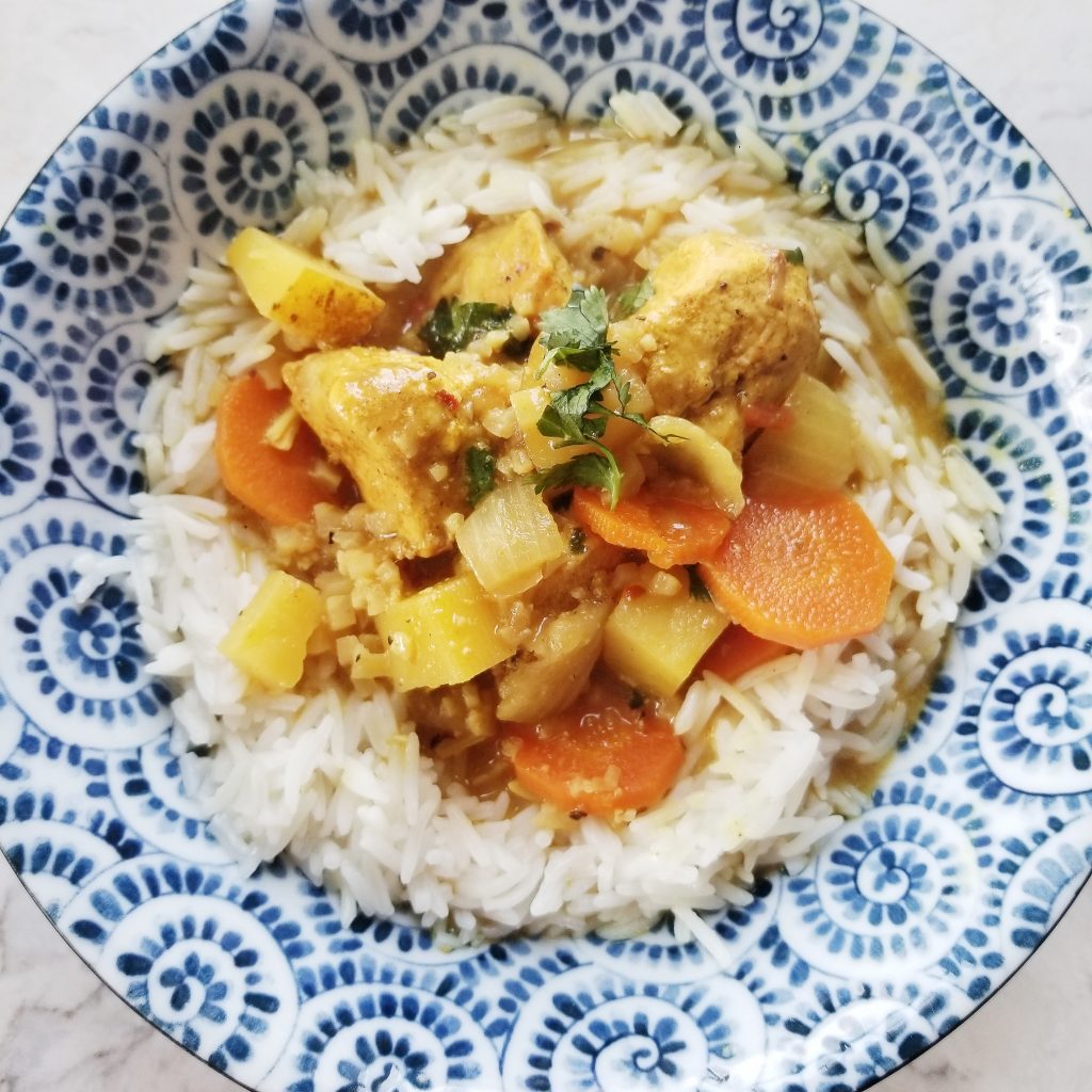 dish of chicken curry ready to eat 