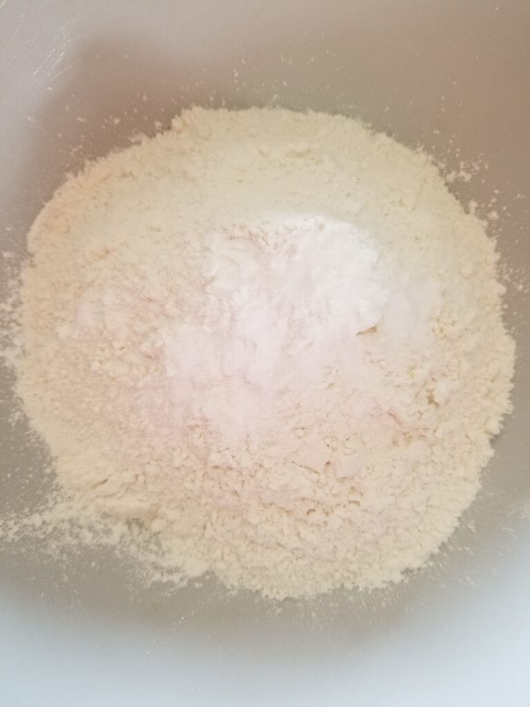 Bowl of flour, baking powder, and baking soda