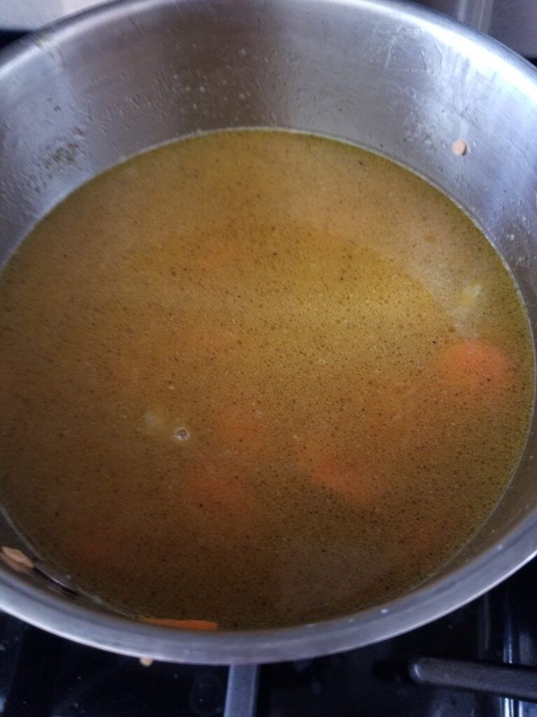 red lentil soup with the liquids added