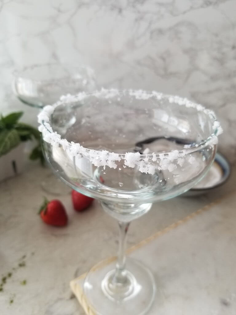 margarita glass with salt on the rim 