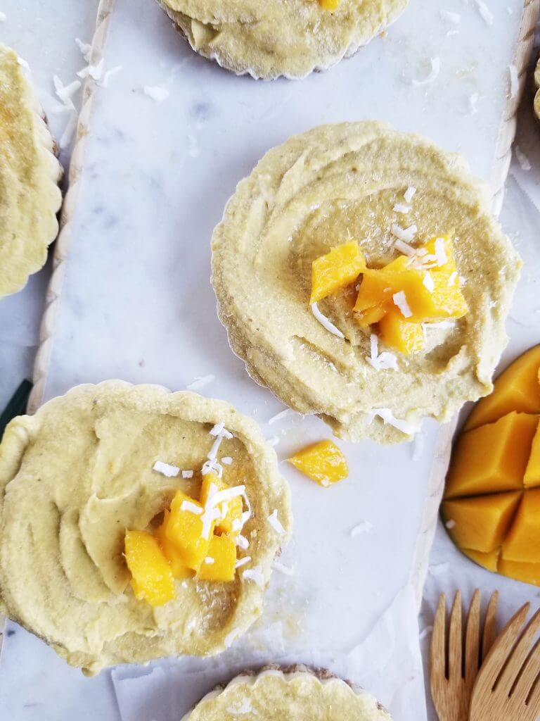 Healthy Vegan Mango Cheesecake tarts