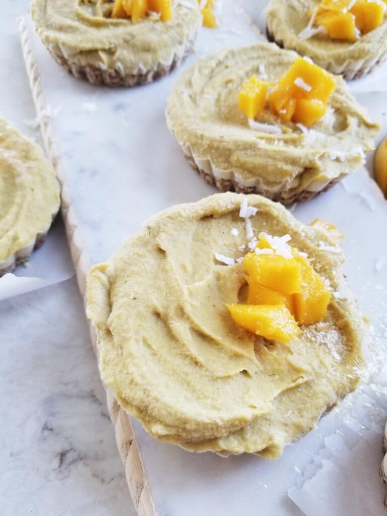 Healthy Vegan Mango Cheesecake tarts