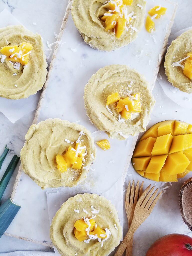 Healthy Vegan Mango Cheesecake tarts