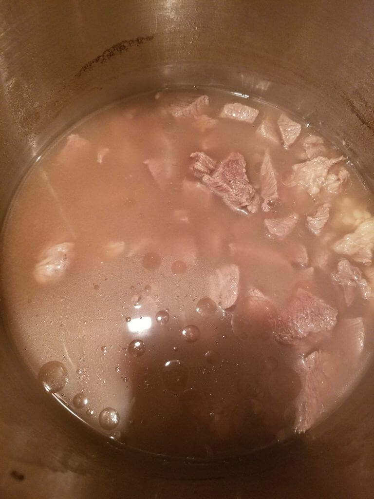 finished meat in the pot