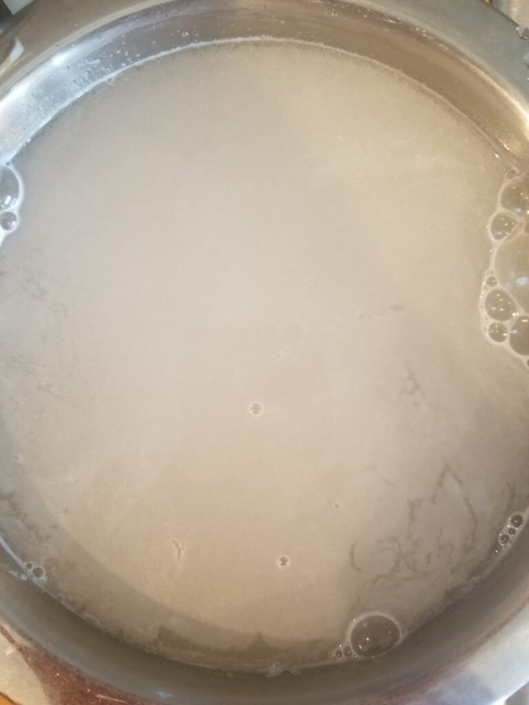 bowl of rice with warm water