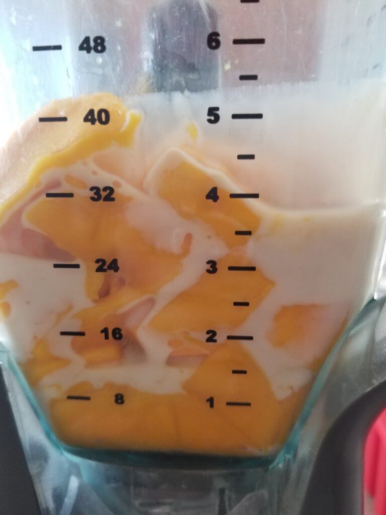 mango and kefir in a blender